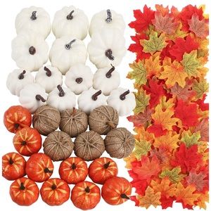 FUNARTY 30pcs Artificial Mixed Color Pumpkins Set